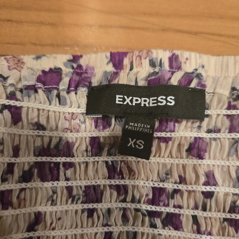 Express Purple Flower Ruffled Camisole - Picture 3 of 5